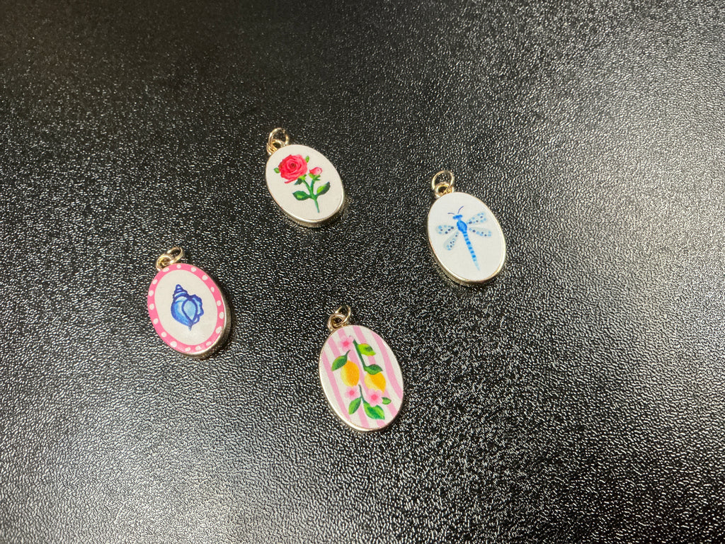 Double Sided Gold Oval Charms