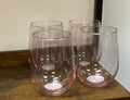 Pink stemless wine glasses