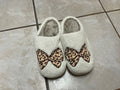 Leopard Bow Cozy Slippers