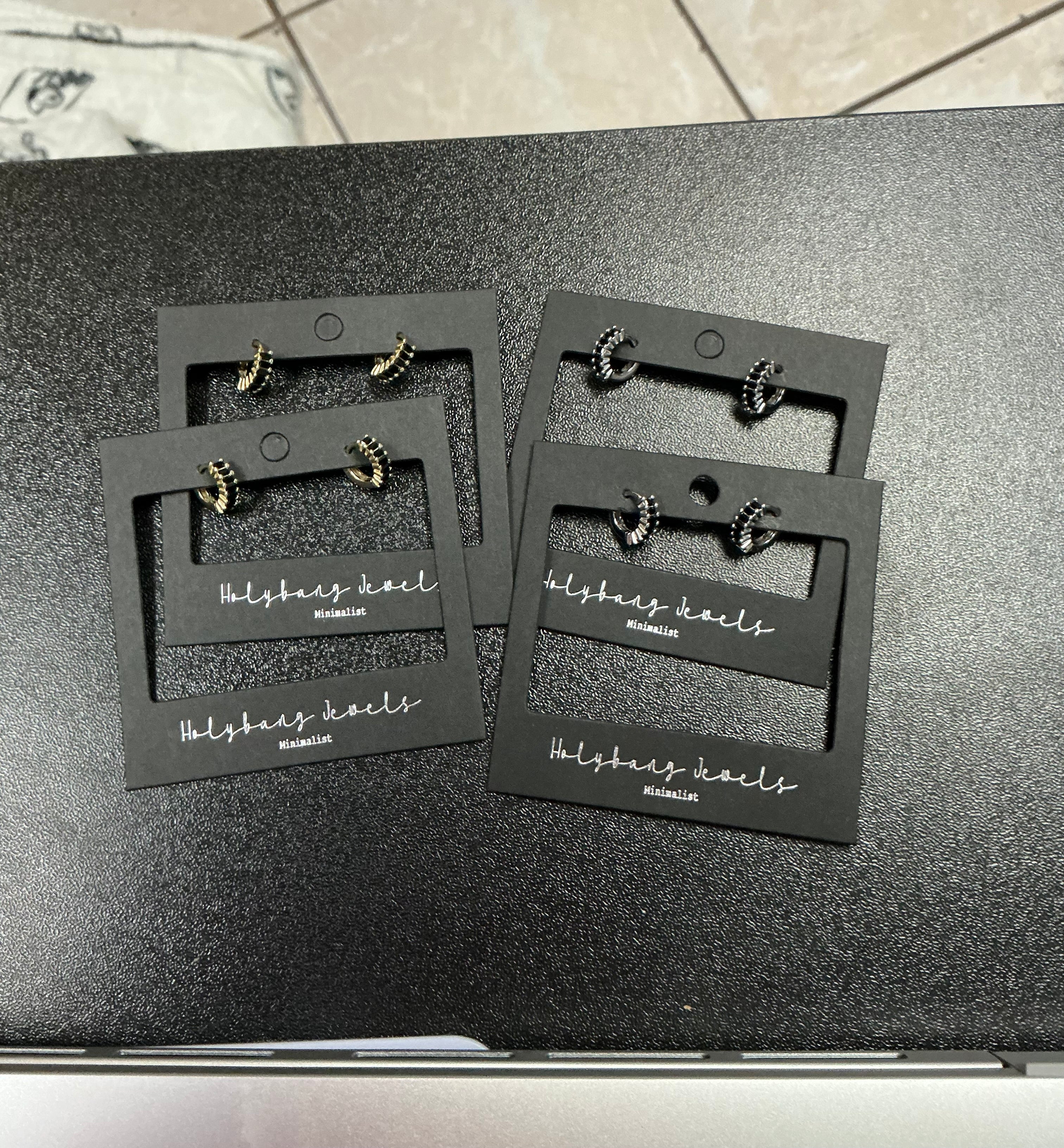 BLACK BAGUETTE HUGGIE EARRING